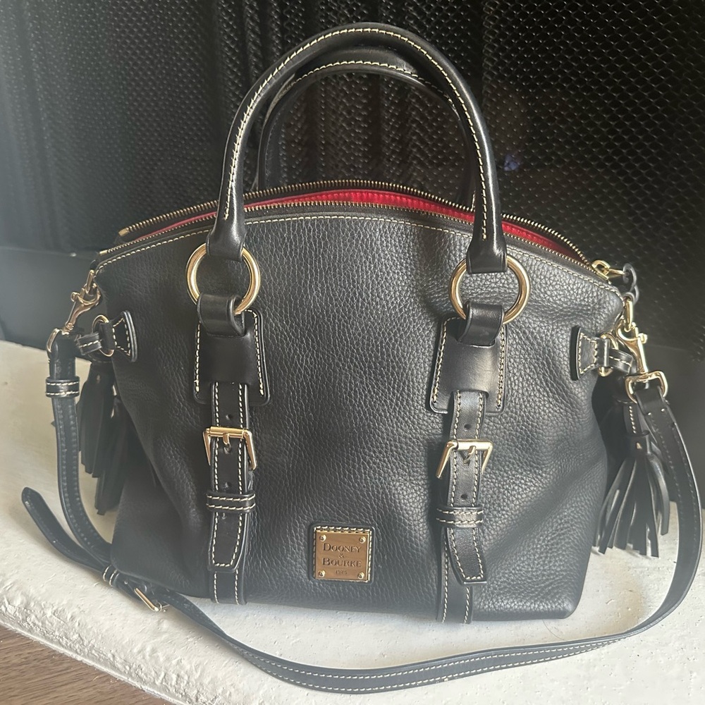 Dooney & Bourke Black and Red Leather Satchel